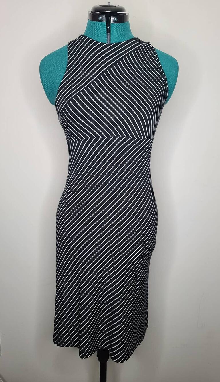 Athleta black white stripe athletic dress - xxs